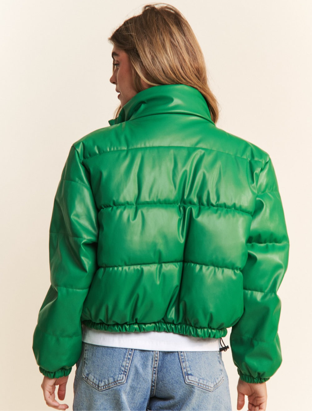 Green Turtleneck Puff Jacket