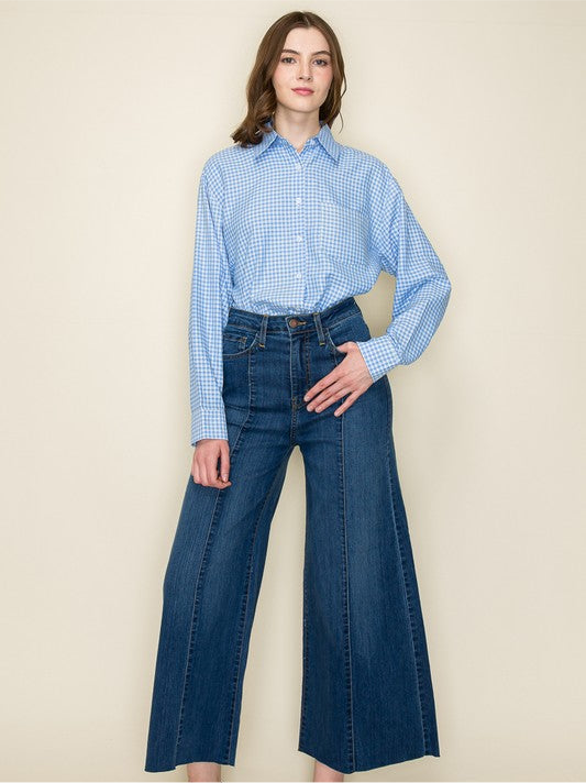 Detailed Wide Leg Denim