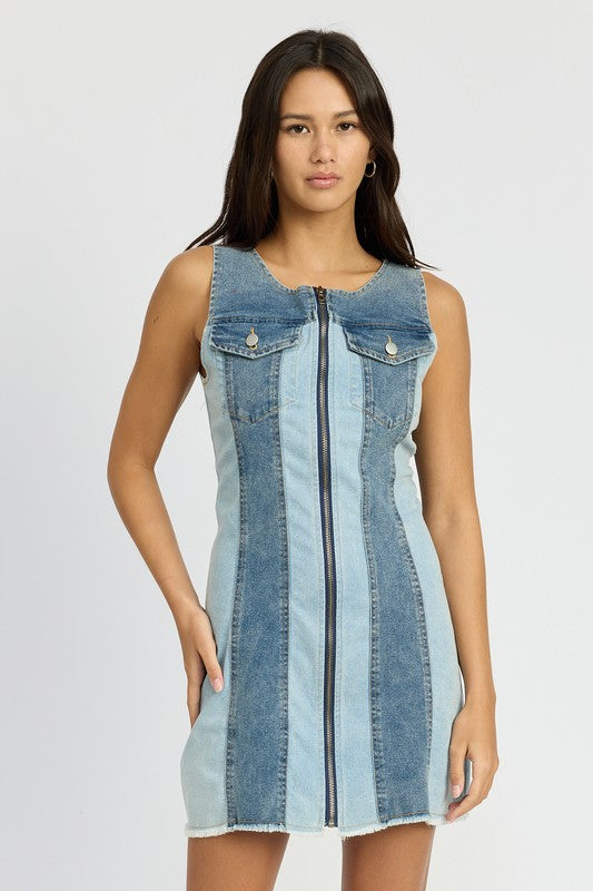 Color Block Denim Dress