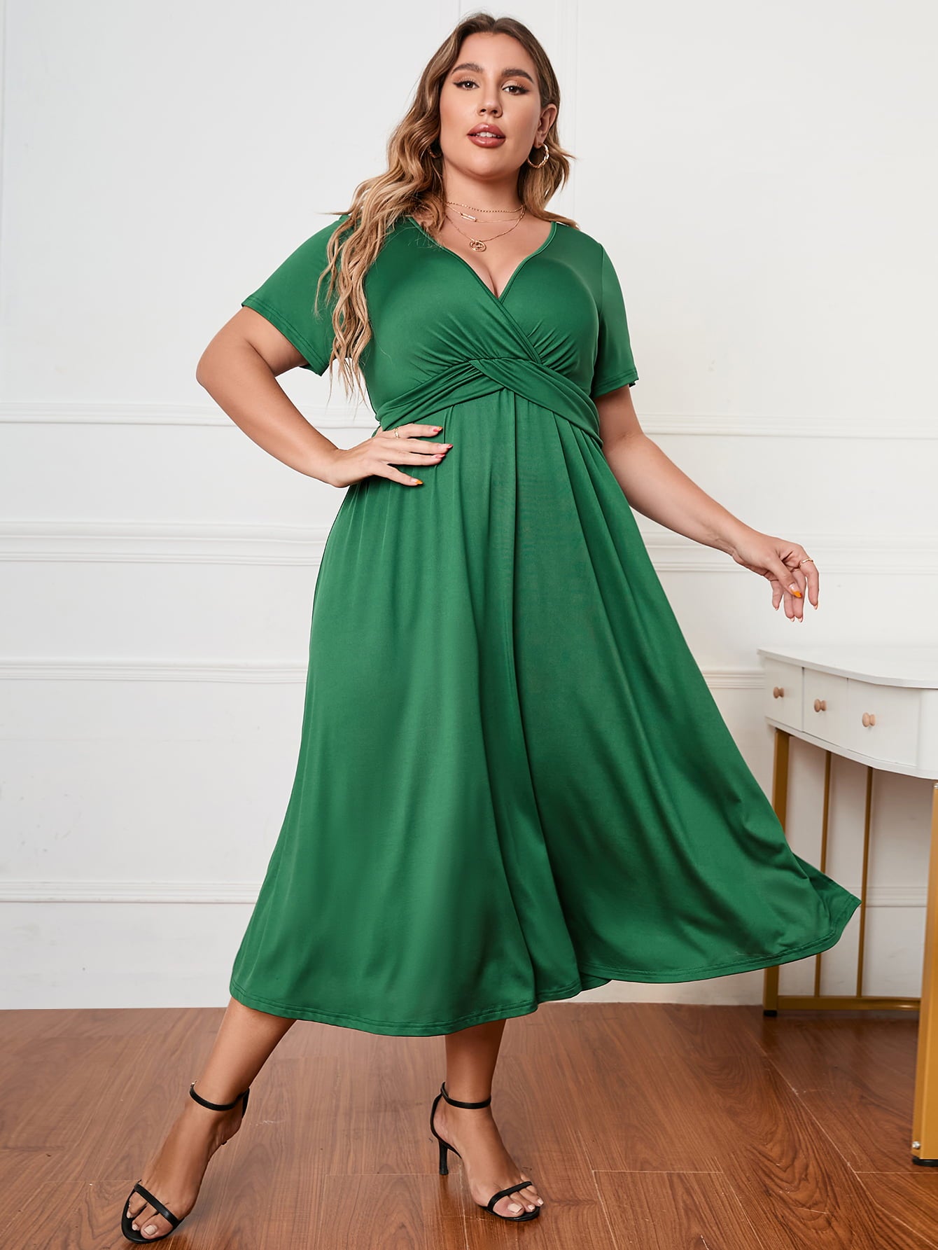 short sleeve plus size velvet dress Velvet V Neck Dress For Plus Size V Neck Guest Wedding Wear Ever-Pretty Inclusive Plus