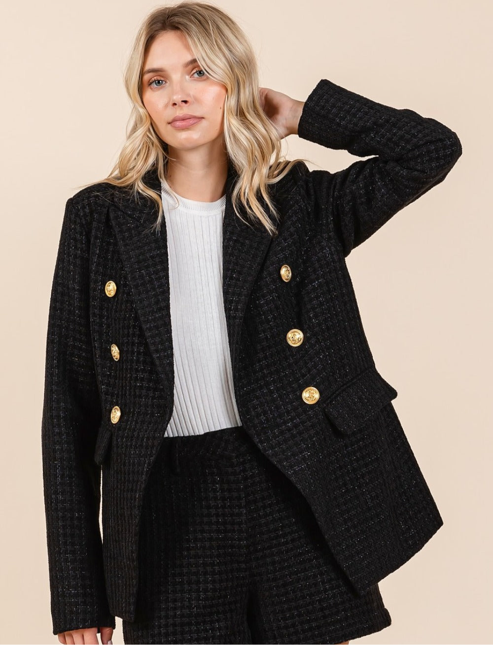 Plaid Texture Blazer