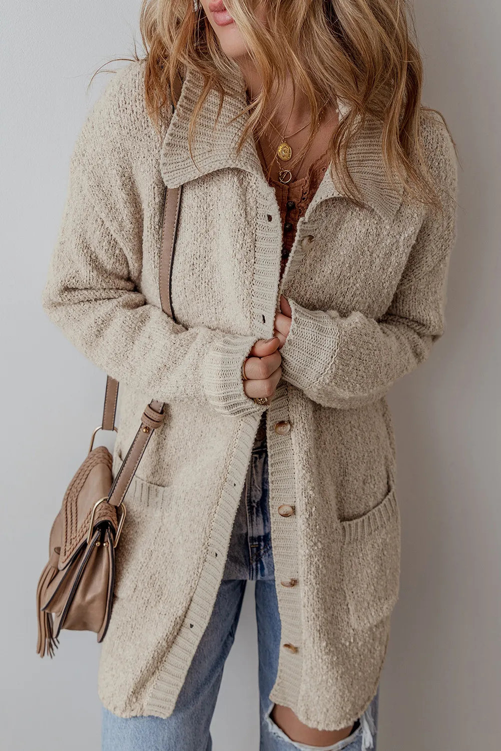Pocketed Button Up Cardigan