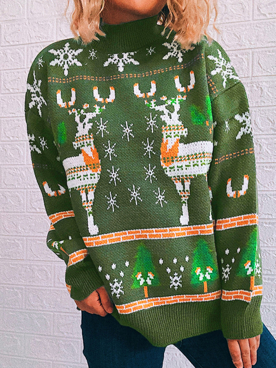 Reindeer Turtleneck Sweater