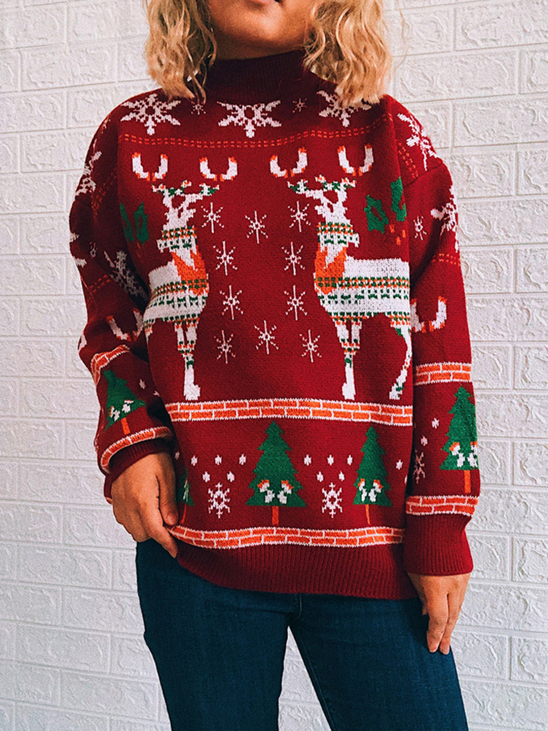 Reindeer Turtleneck Sweater