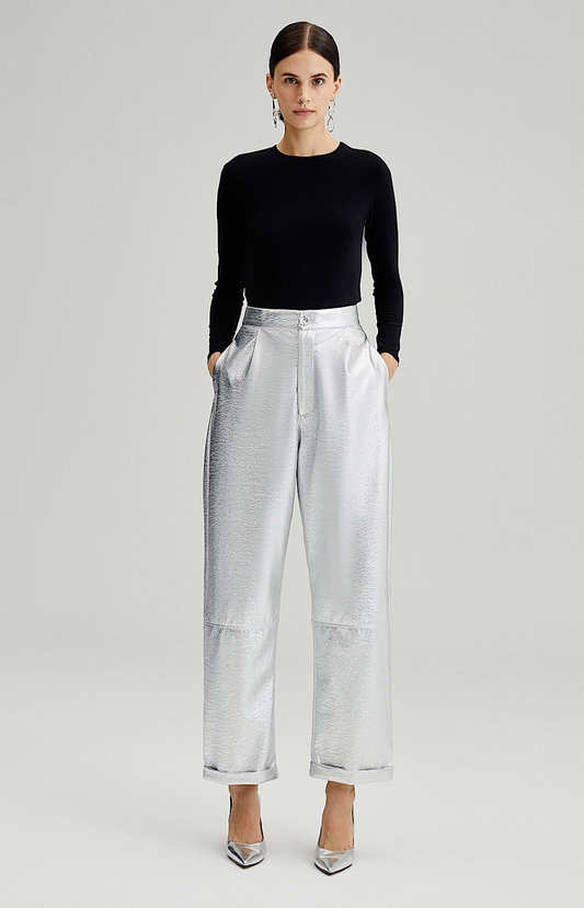 Textured Leather Pants