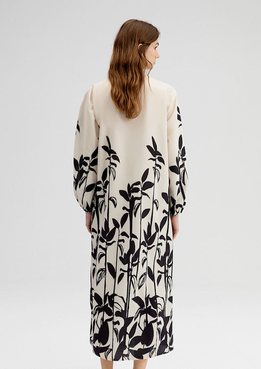 Patterned Poplin Dress