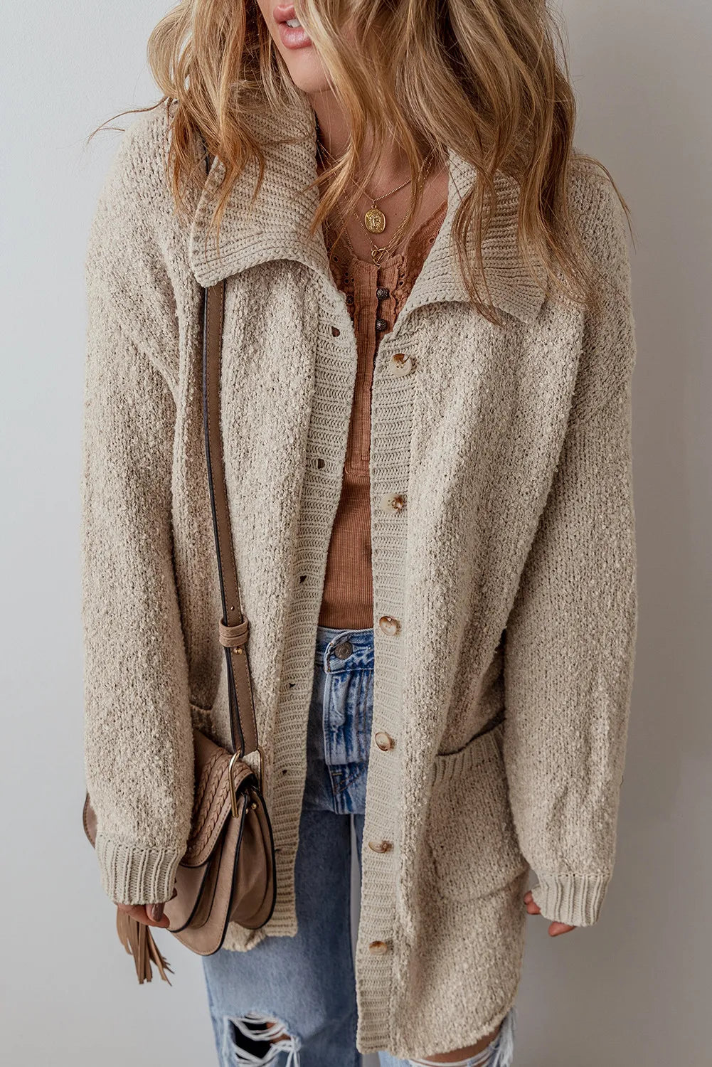 Pocketed Button Up Cardigan