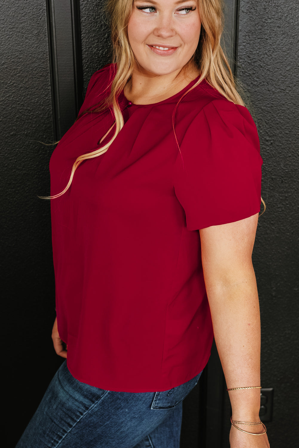 Red Silky Blouse