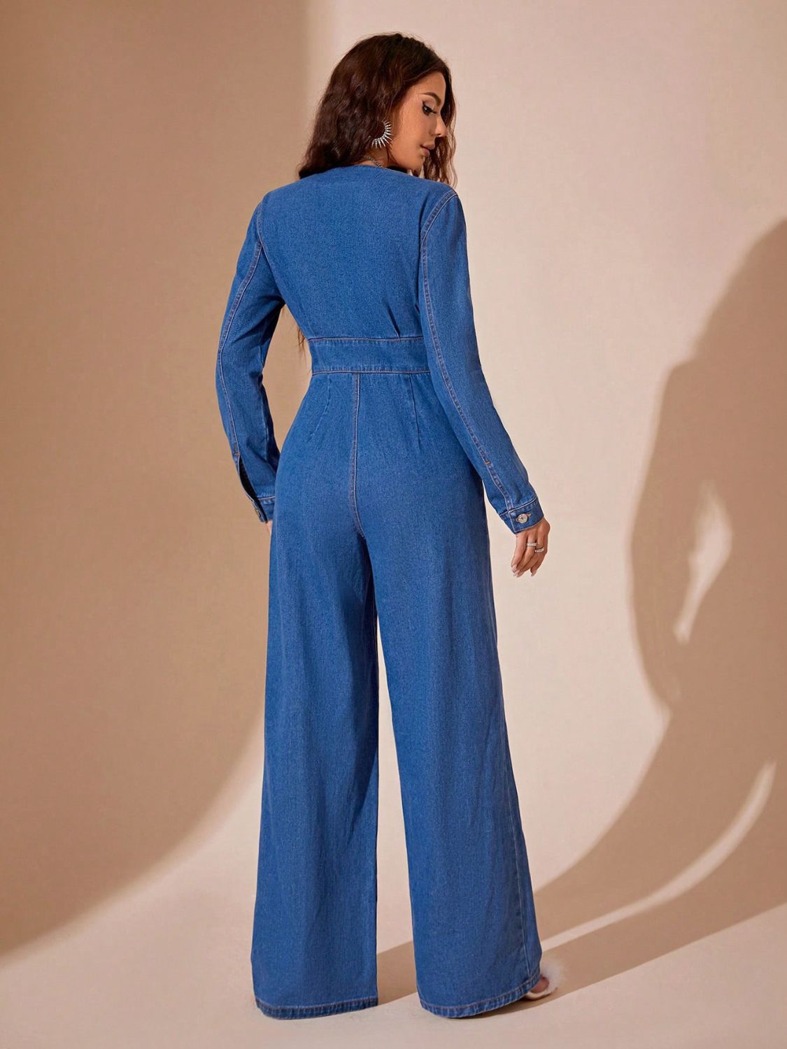 Hot Plunge Denim Jumpsuit
