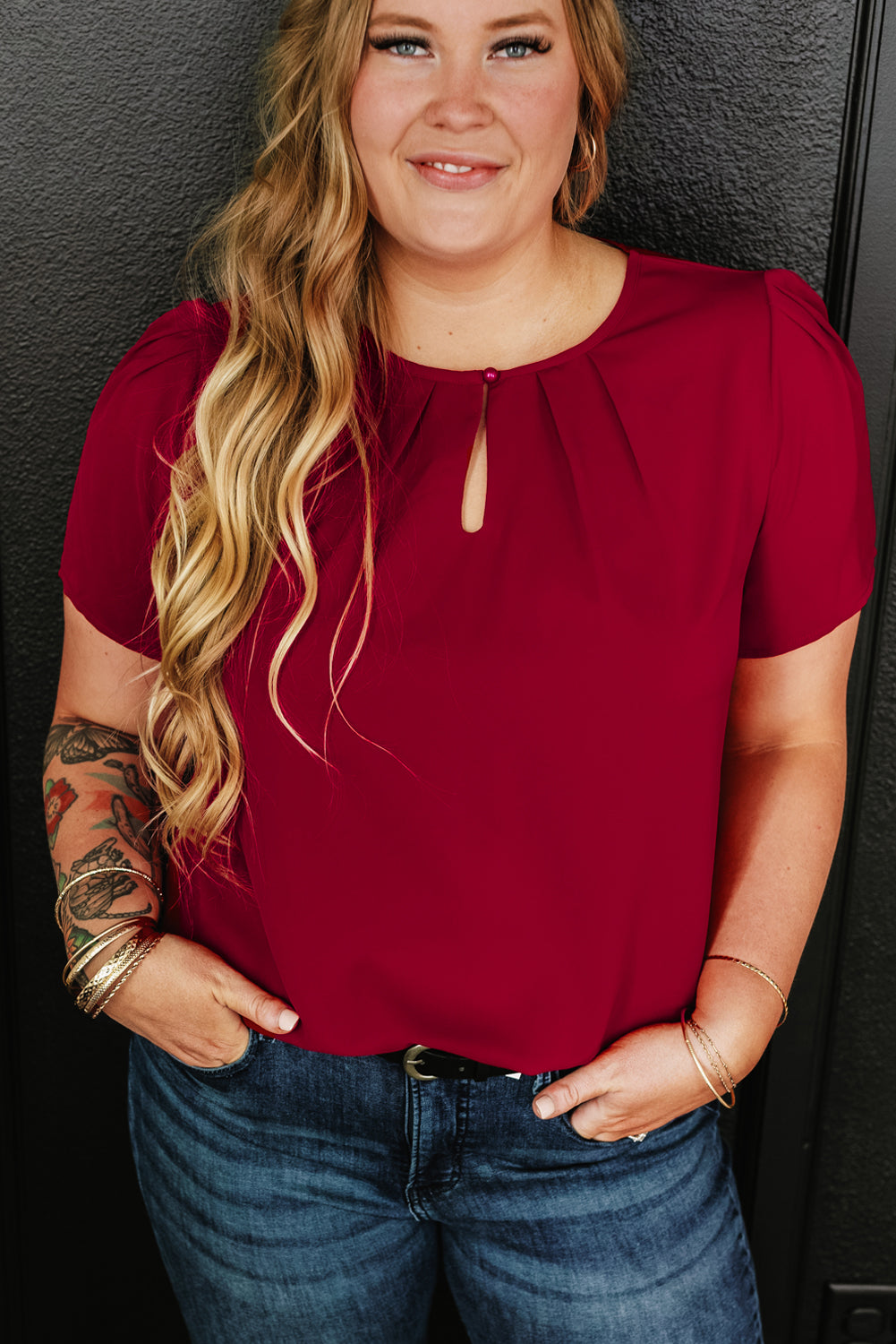 Red Silky Blouse