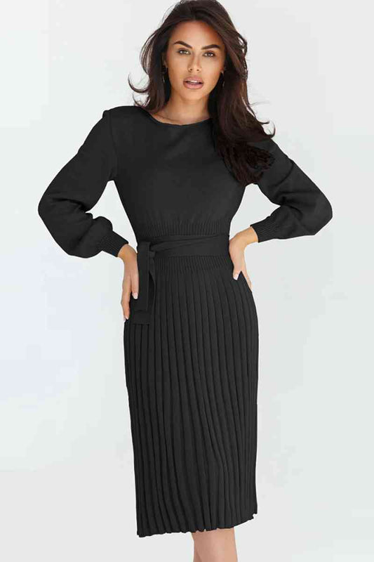 Pleated Sweater Dress
