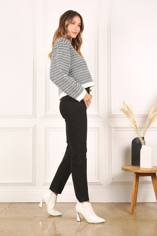 Herringbone Crew Neck Sweater
