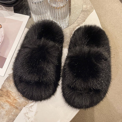 Fuzzy Open Toe Slippers