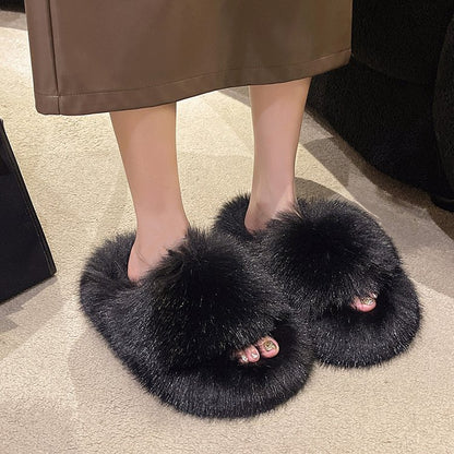 Fuzzy Open Toe Slippers