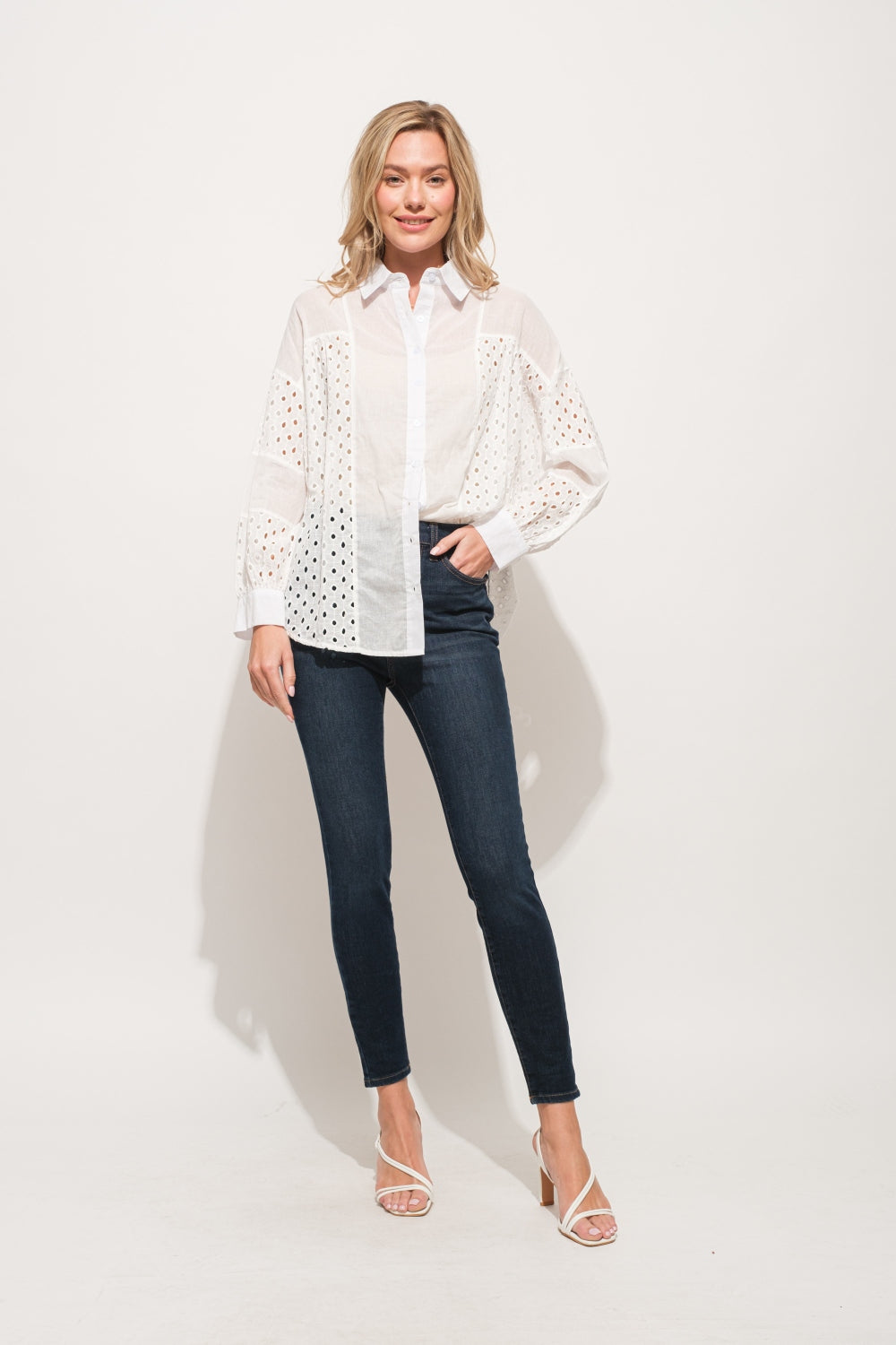 Eyelet Long Sleeve Shirt