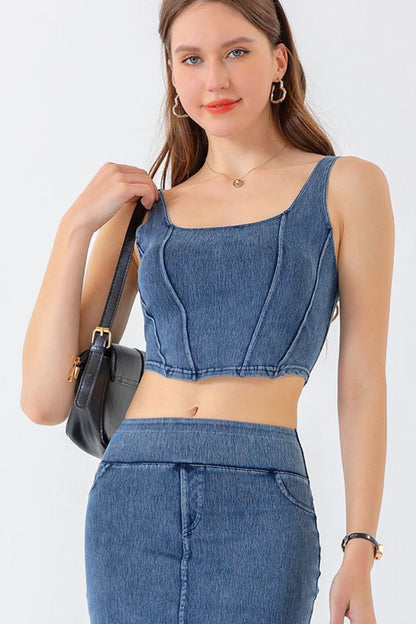 Sasha Cropped Denim Tank