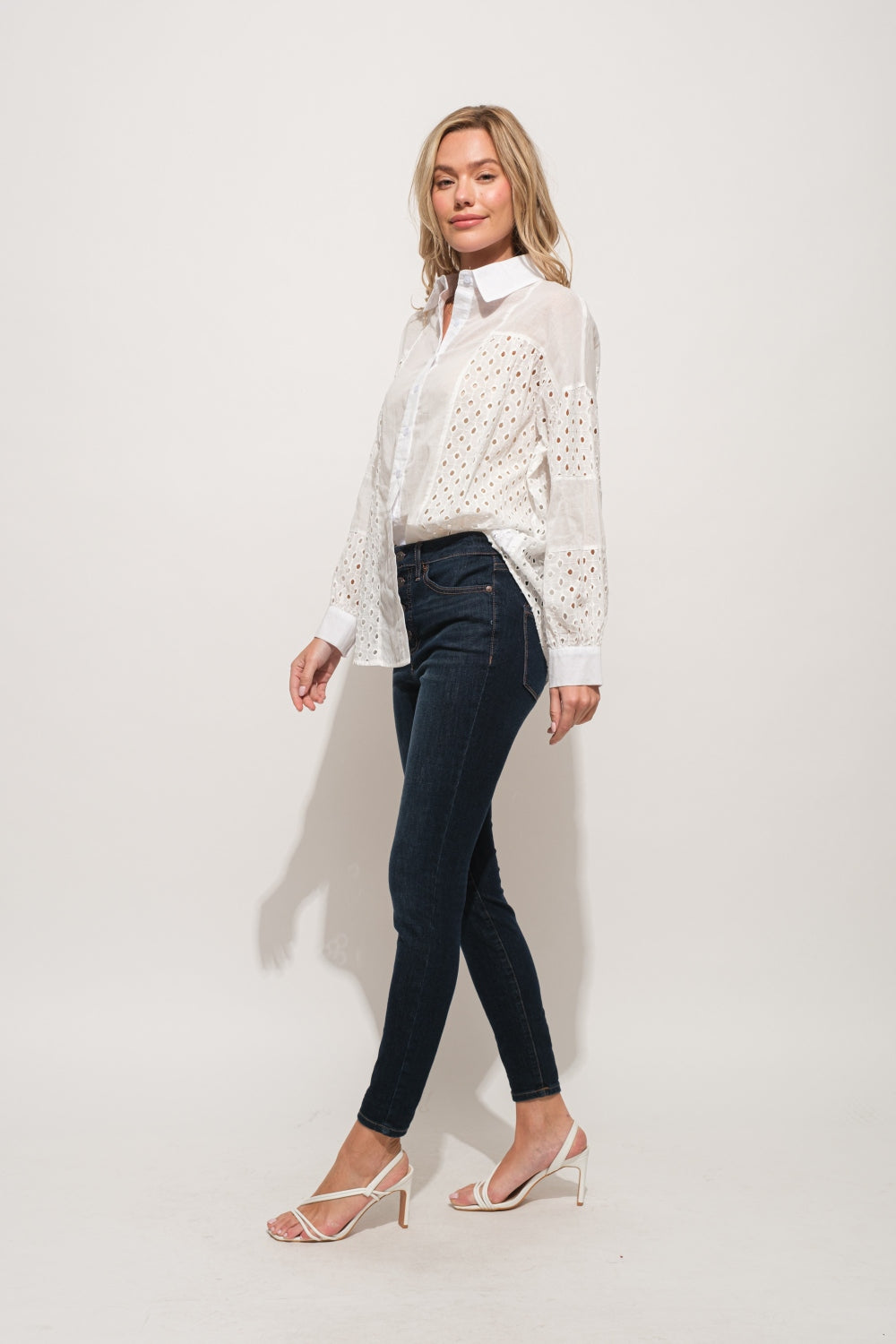 Eyelet Long Sleeve Shirt