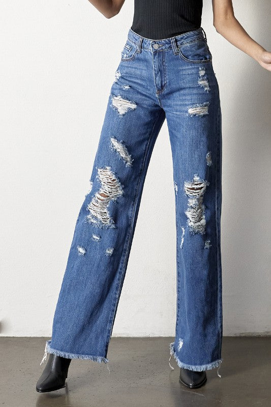DISTRESSED DAD JEANS