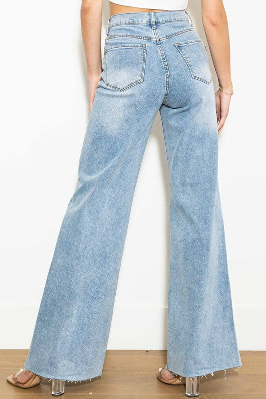 Criss Cross Wide Leg Jeans