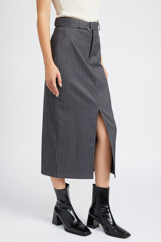 Pinstripe Midi Skirt