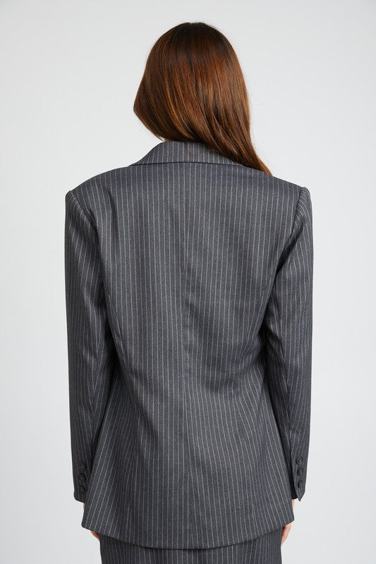 Pinstripe Midi Blazer