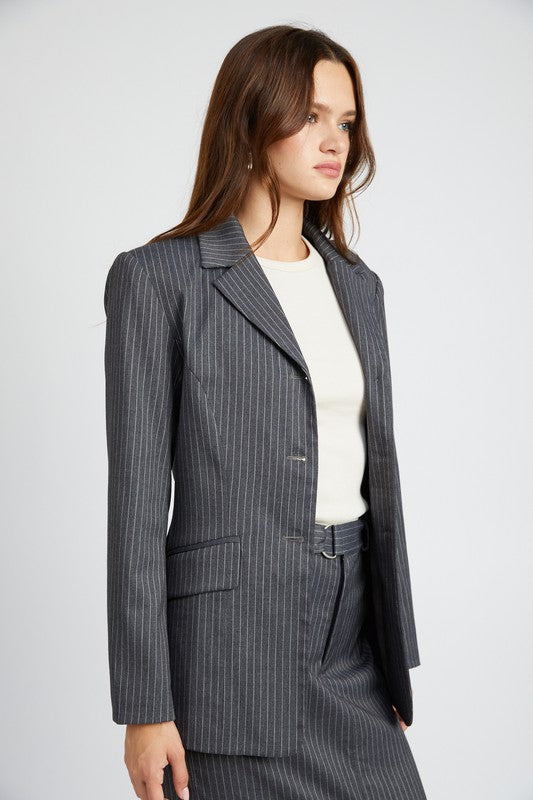 Pinstripe Midi Blazer