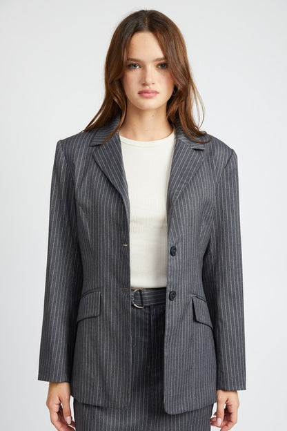 Pinstripe Midi Blazer