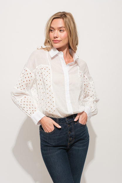 Eyelet Long Sleeve Shirt