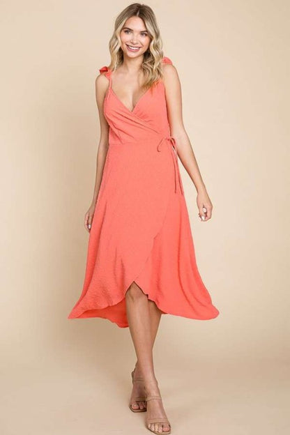 Coral Wrap Slip Dress