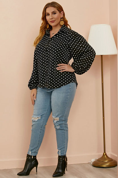 Polka Dot Balloon Sleeve Shirt