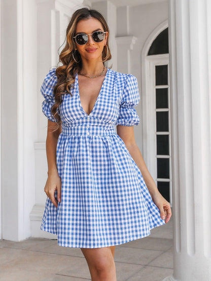 Sunlit Sarong Plaid Dress