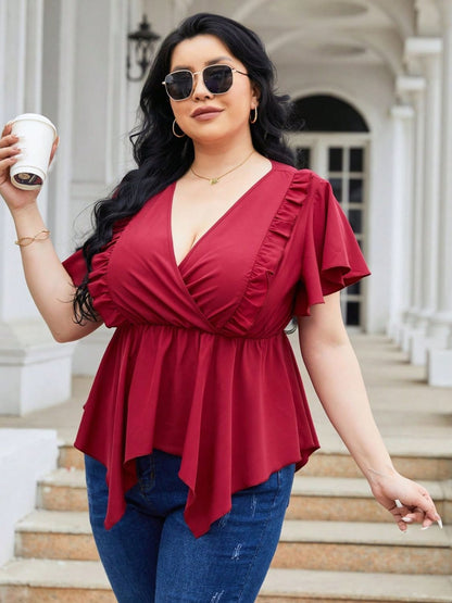 Frill Flutter Sleeve Blouse