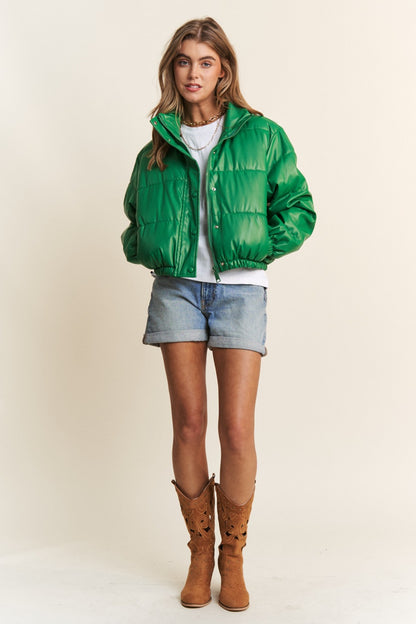 Green Turtleneck Puff Jacket