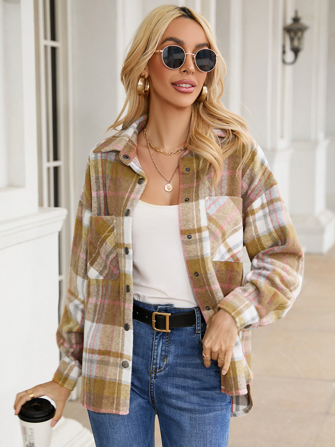 Classic Plaid Snap Up Jacket