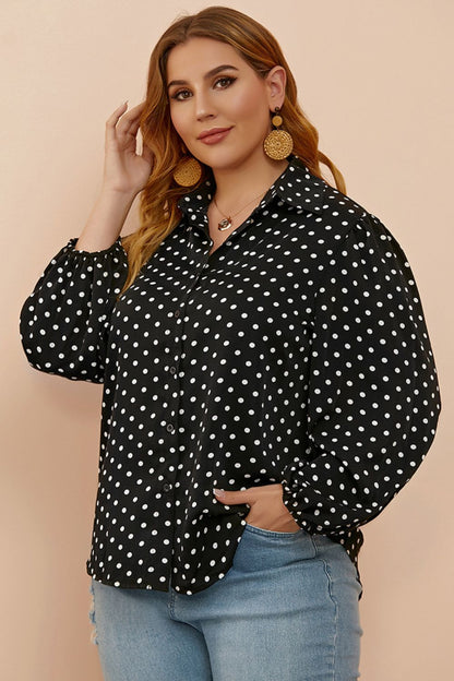 Polka Dot Balloon Sleeve Shirt