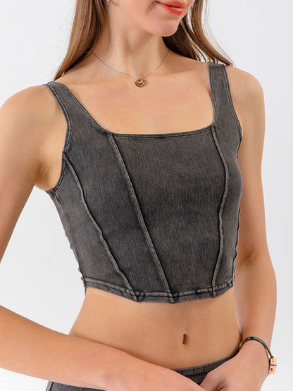 Sasha Cropped Denim Tank