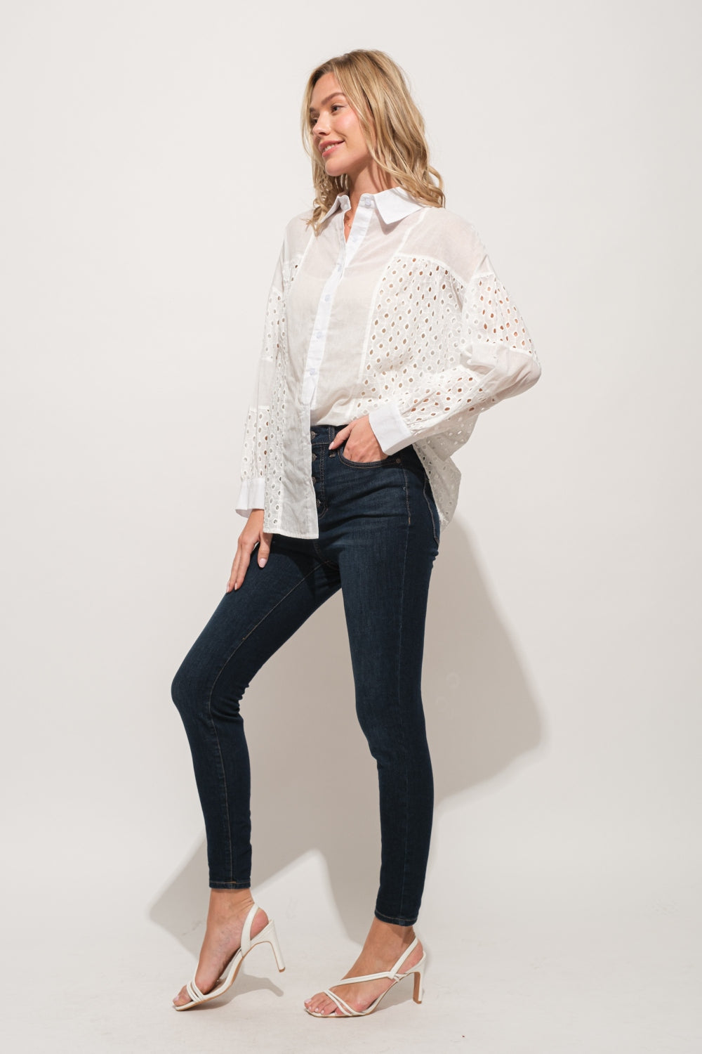 Eyelet Long Sleeve Shirt