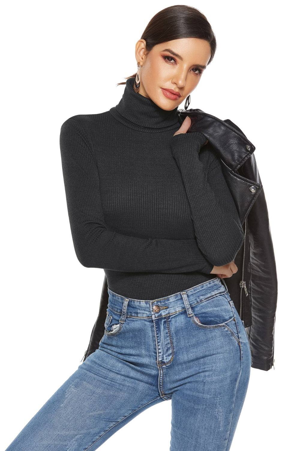 Ribbed Turtleneck Bodysuit