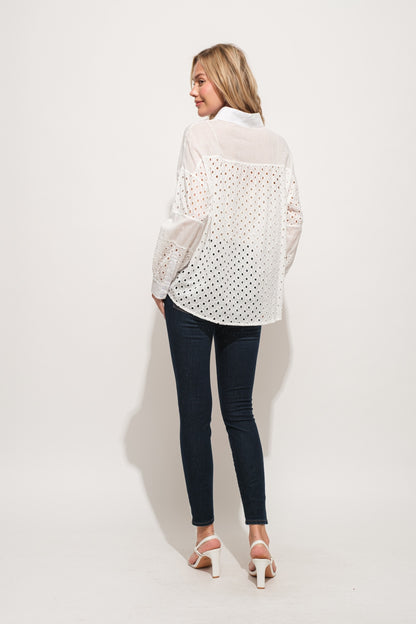 Eyelet Long Sleeve Shirt