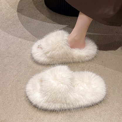 Fuzzy Open Toe Slippers