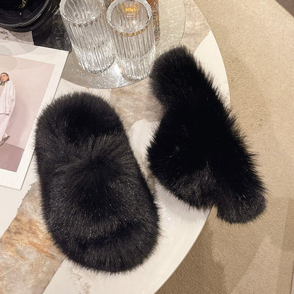 Fuzzy Open Toe Slippers