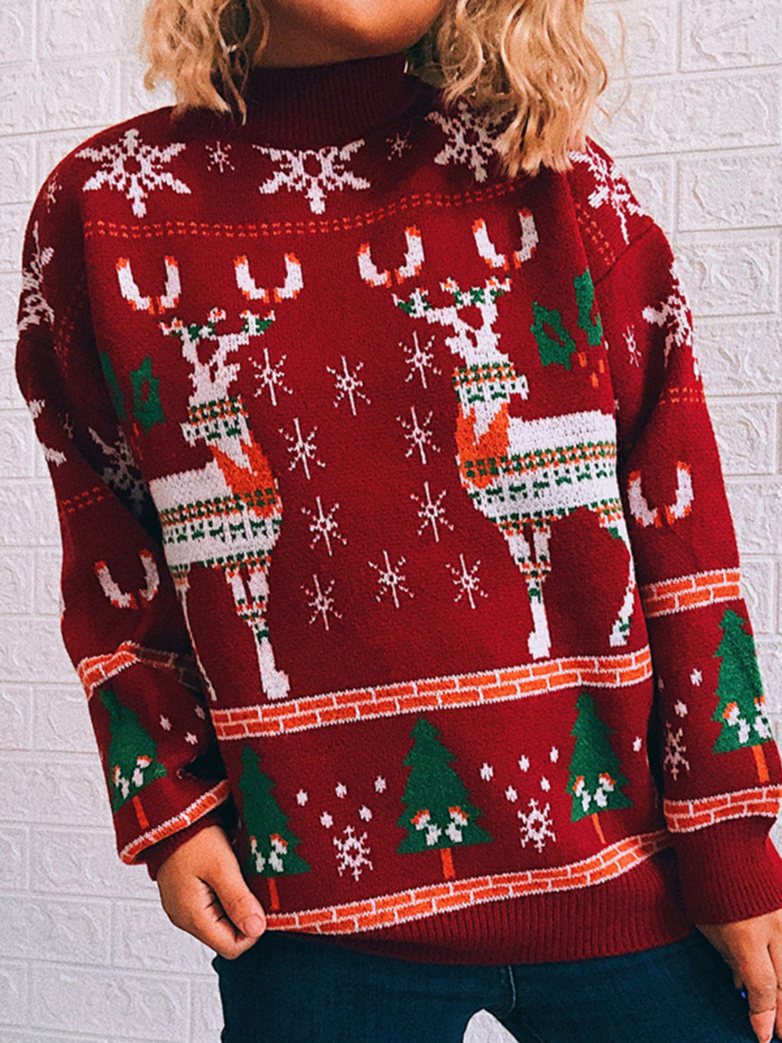 Reindeer Turtleneck Sweater