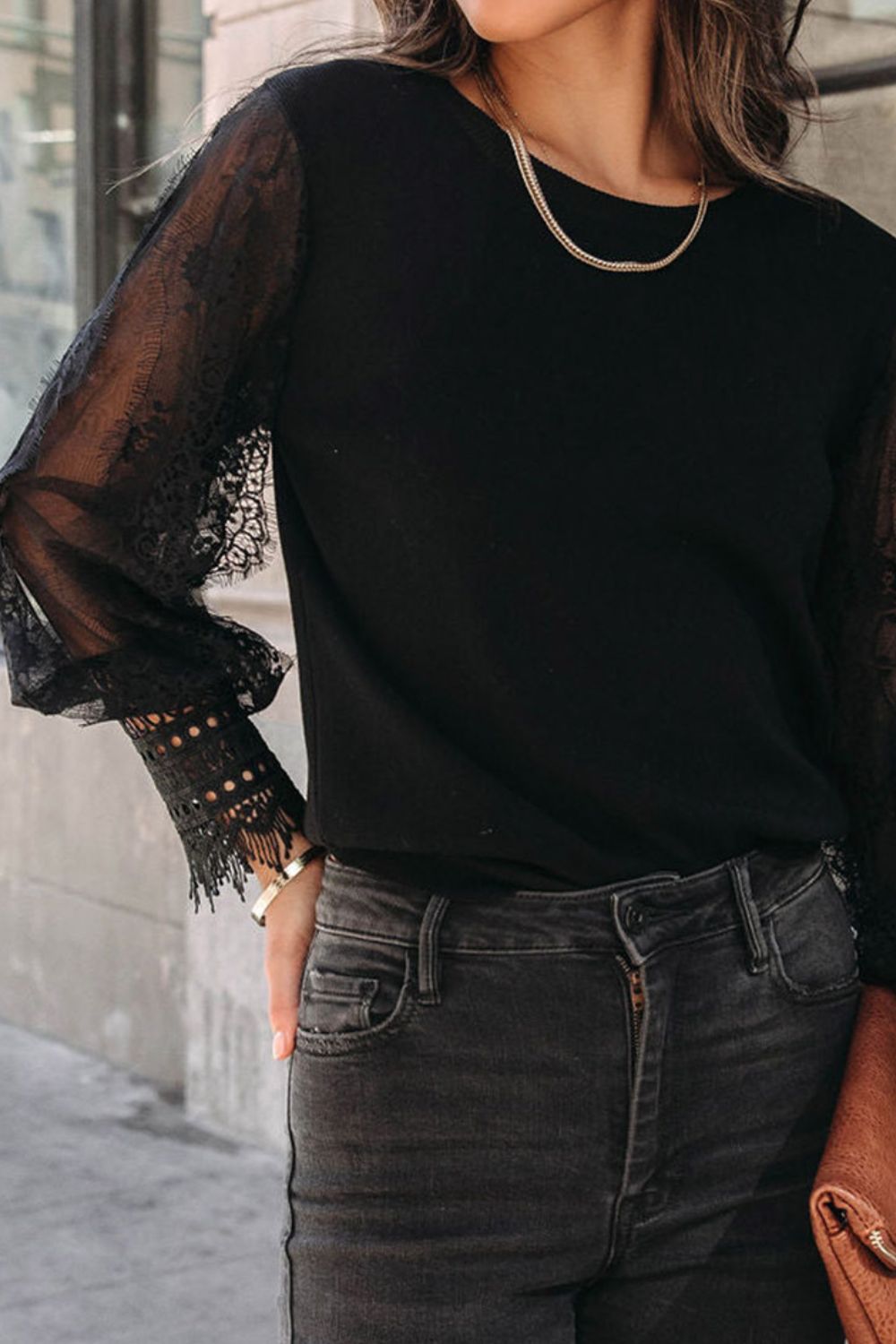 Lace Tease Detail Blouse