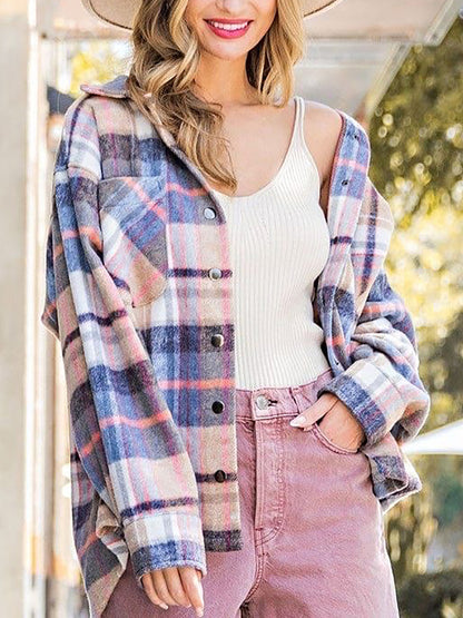 Classic Plaid Snap Up Jacket