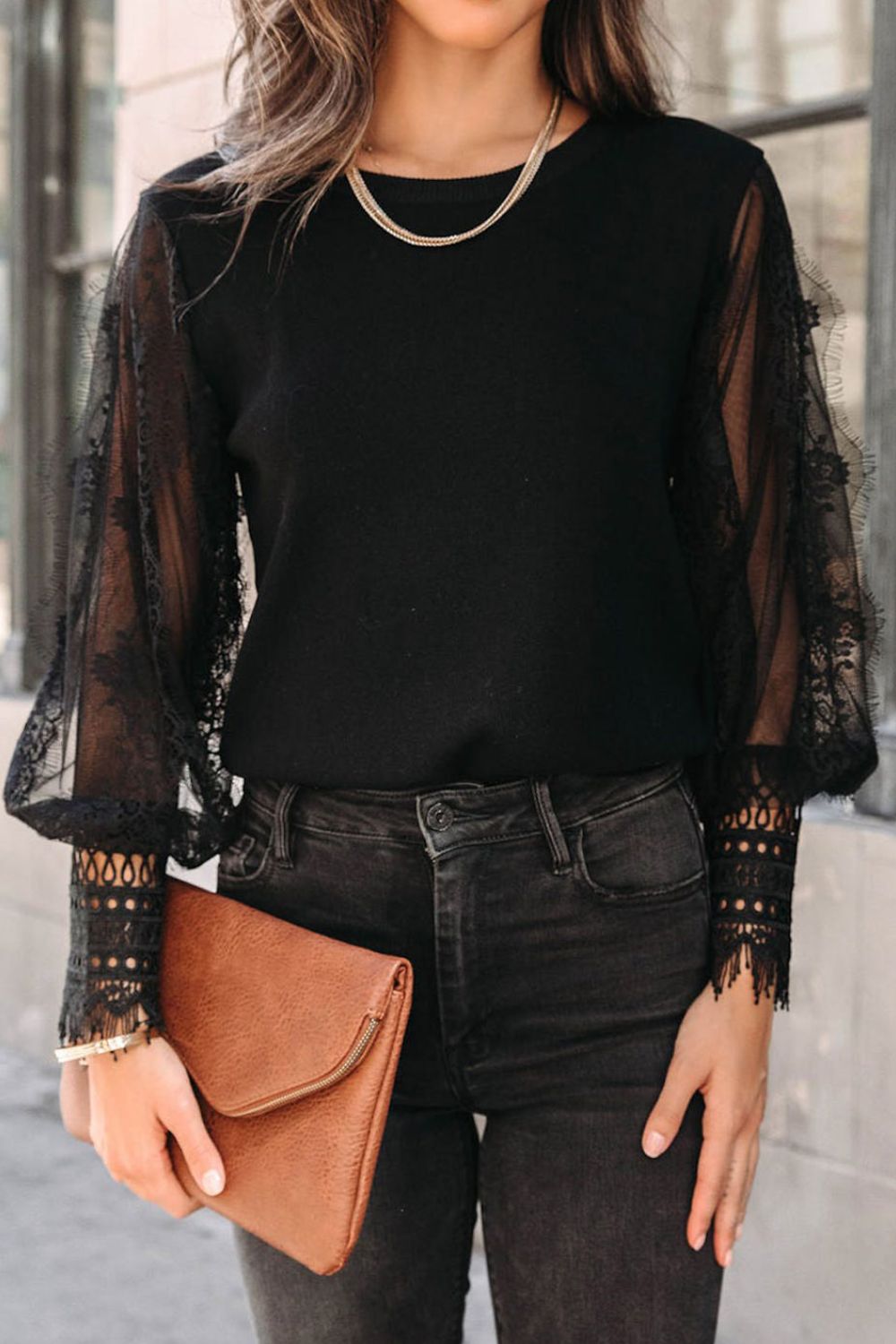 Lace Tease Detail Blouse