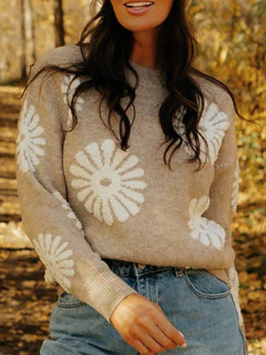 Tan Peony Sweater