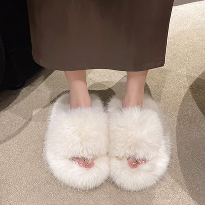 Fuzzy Open Toe Slippers