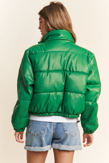 Green Turtleneck Puff Jacket