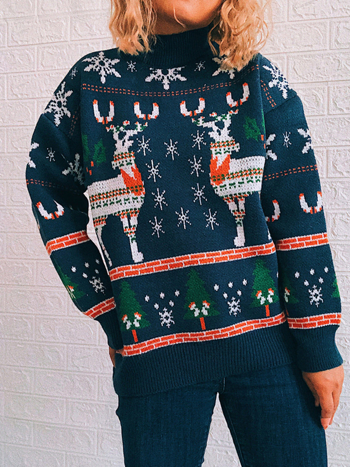 Reindeer Turtleneck Sweater