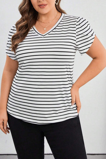 Striped V-Neck T-Shirt